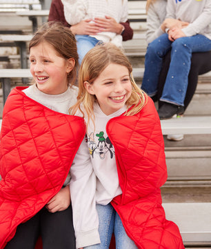 Baseball on Red Puffer Blanket