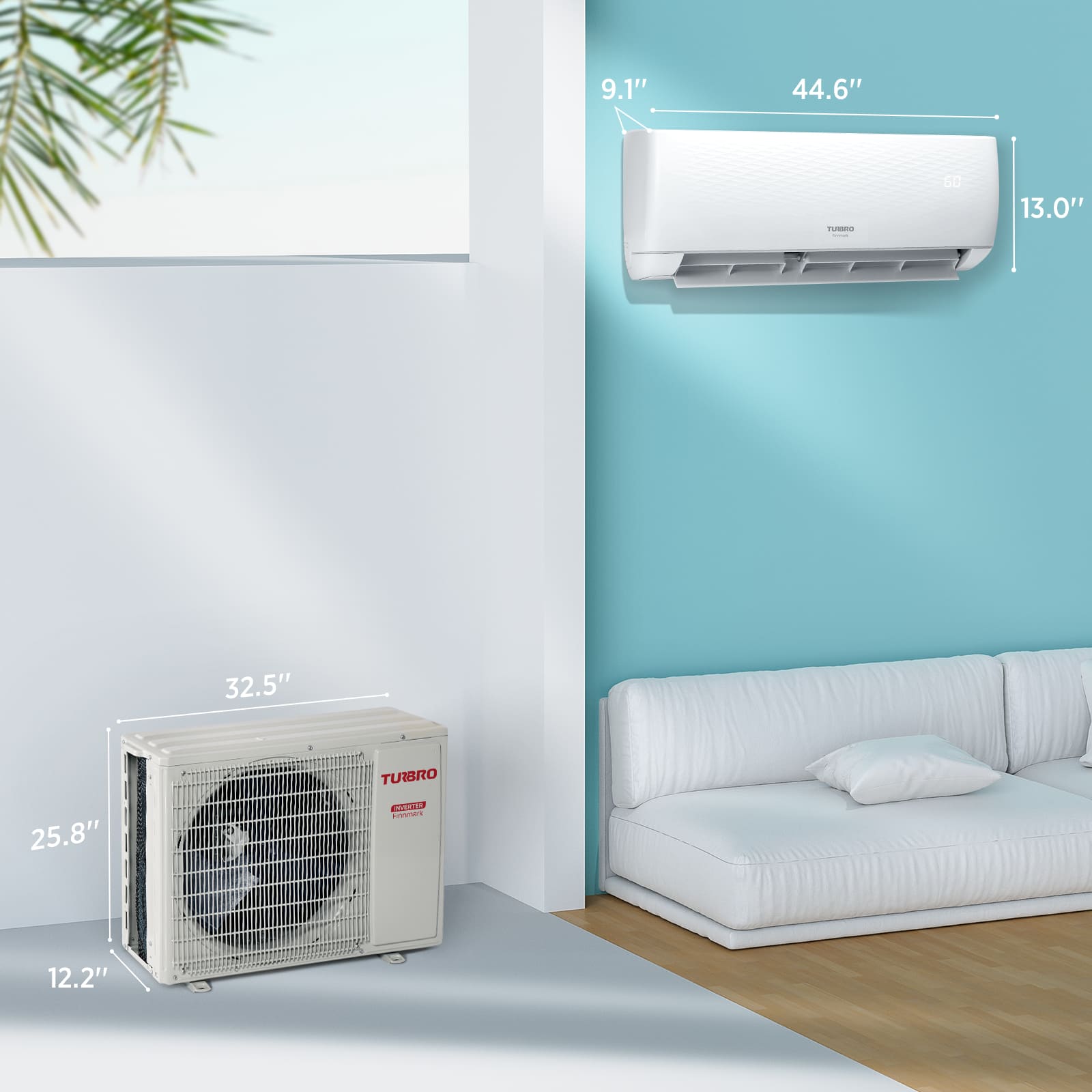 Finnmark 24000 BTU WiFi Ductless Mini Split AC with Heat Pump, 230V (R32)