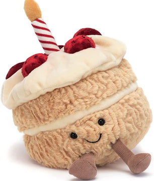 Jellycat Amuseables Birthday Cake Stuffed Toy, 6 inches | Dessert Plush | Birthday Gift