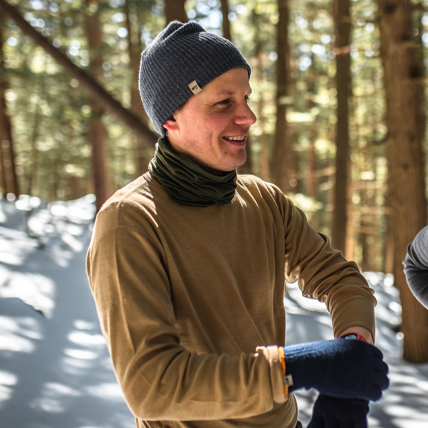 100% Merino Wool - Men's Long Sleeve Crew Shirt - Thermal Base Layer