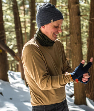 100% Merino Wool - Men's Long Sleeve Crew Shirt - Thermal Base Layer