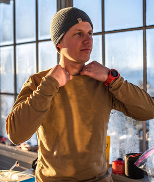100% Merino Wool - Men's Long Sleeve Crew Shirt - Thermal Base Layer