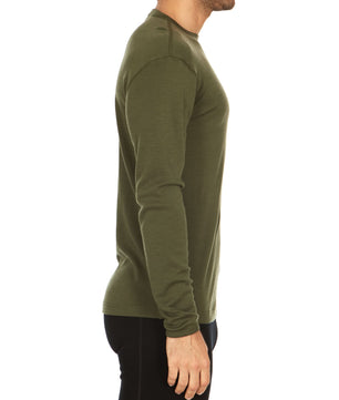 100% Merino Wool - Men's Long Sleeve Crew Shirt - Thermal Base Layer