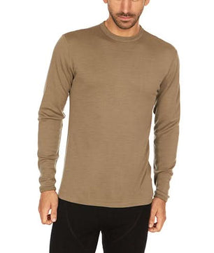 100% Merino Wool - Men's Long Sleeve Crew Shirt - Thermal Base Layer
