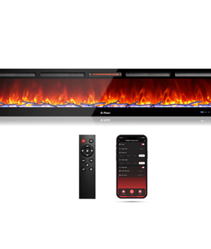 In Flames INF88W-3D WiFi Smart Wall Mounted Electric Fireplace - Tempered Glass