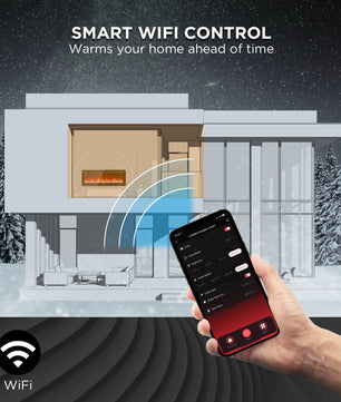 In Flames INF88W-3D WiFi Smart Wall Mounted Electric Fireplace - Tempered Glass