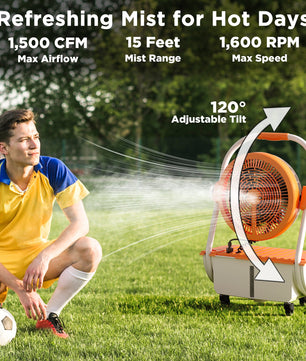 (Open Box) AirSupply MS12 Portable Mist Fan, 19,200mAh Battery & 2.9-Gallon Tank
