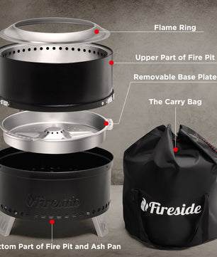 Pluto R19-PG Smokeless Outdoor Fire Pit -  Painted Black