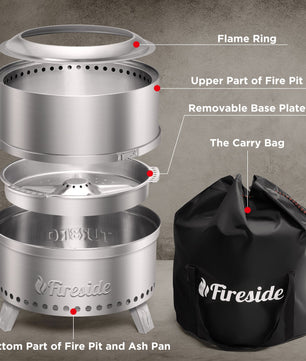 Pluto R19-SS Smokeless Outdoor Fire Pit -  Stainless Steel