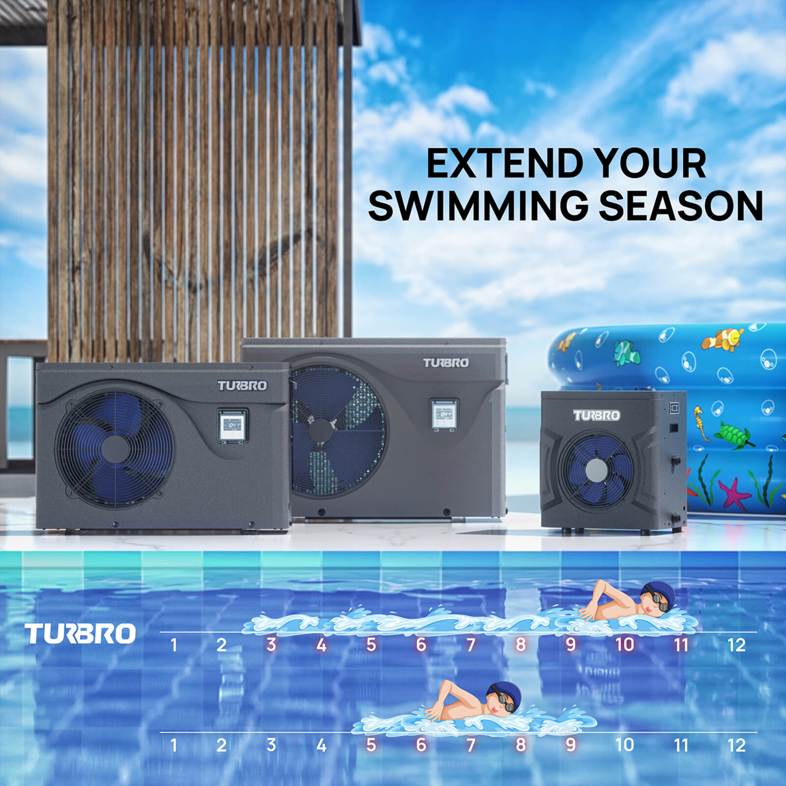 Manatee Swimming Pool Heat Pump, 18K/20K BTU