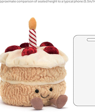 Jellycat Amuseables Birthday Cake Stuffed Toy, 6 inches | Dessert Plush | Birthday Gift