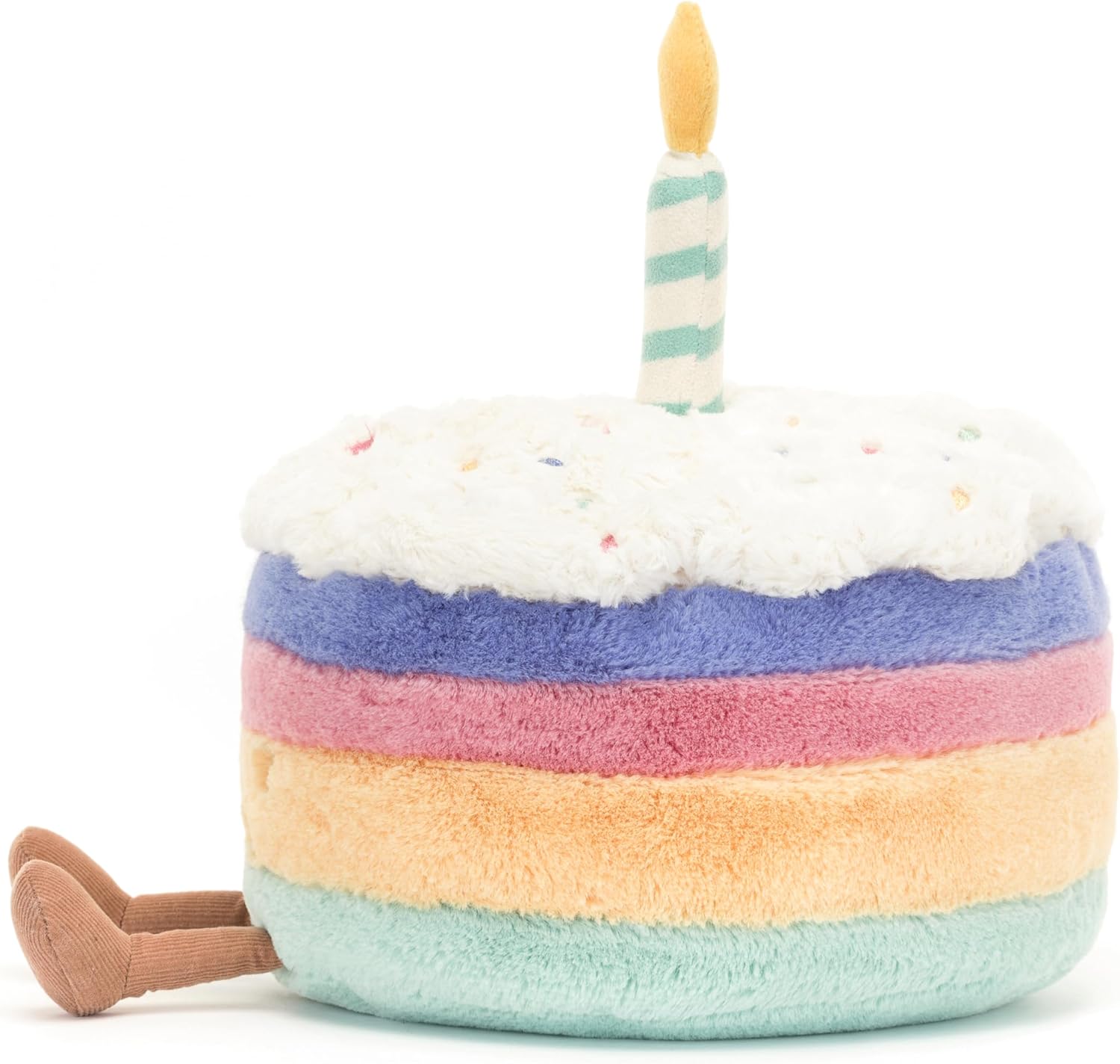 Jellycat Amuseables Rainbow Birthday Cake Stuffed Toy, Medium 6 inches - Dessert Plush - Birthday Gift