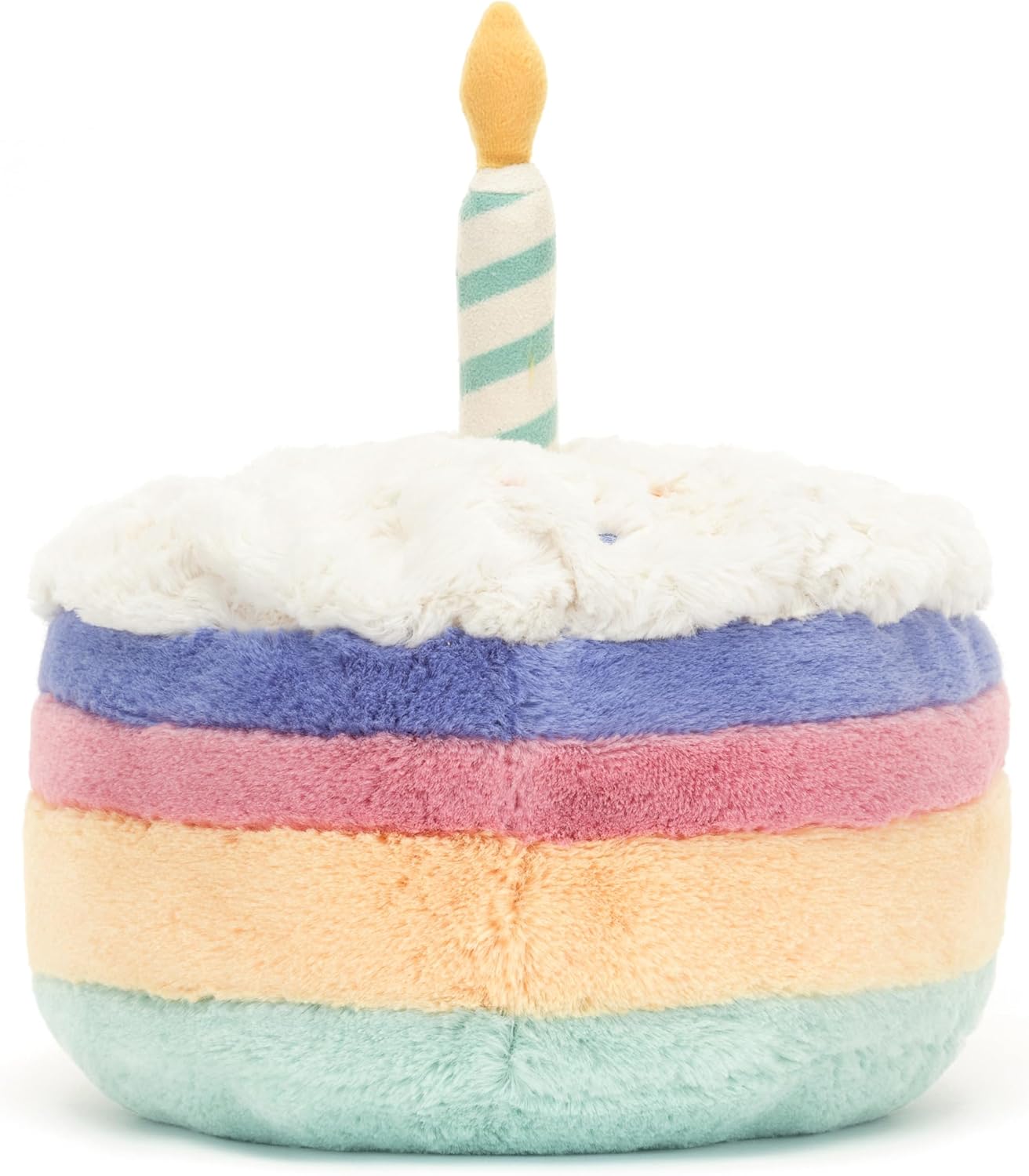 Jellycat Amuseables Rainbow Birthday Cake Stuffed Toy, Medium 6 inches - Dessert Plush - Birthday Gift