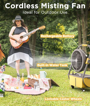 (Open Box) AirSupply MS12 Portable Mist Fan, 19,200mAh Battery & 2.9-Gallon Tank