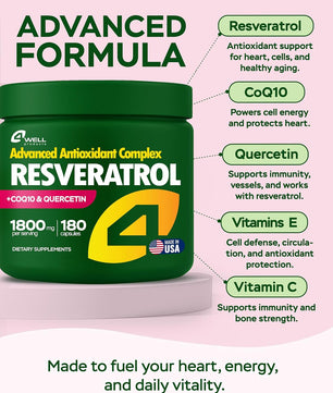 Resveratrol Supplement 1800mg Complex - 180 Capsules