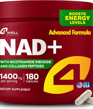NAD Plus Supplement 1400mg with Nicotinamide Riboside, Collagen - 180 Capsules