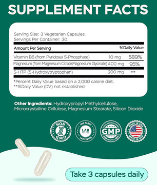 Magnesium Advanced Complex 610Mg with Glycinate, Citrate, Vitamin B6 for 3X Absorption & 5-HTP