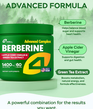 Berberine HCL Supplement - 60 Capsules