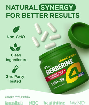 Berberine HCL Supplement - 60 Capsules