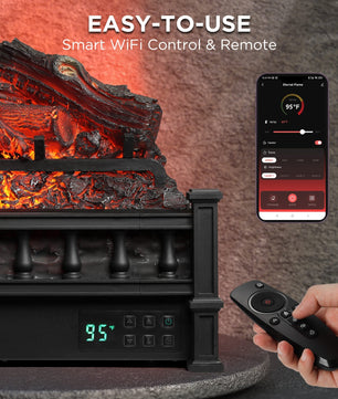 (Open Box) Eternal Flame EF26-LG Smart Electric Fireplace Logs, WiFi Enabled