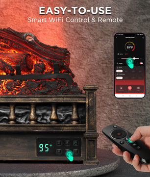 (Open Box) Eternal Flame EF26-LG Smart Electric Fireplace Logs, WiFi Enabled
