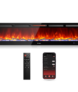 In Flames INF72W-3D WiFi Smart Wall Mounted Electric Fireplace - Tempered Glass