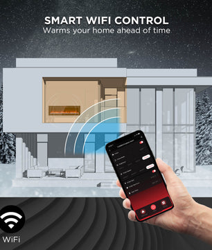 In Flames INF60W-3D WiFi Smart Wall Mounted Electric Fireplace - Tempered Glass