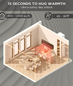 In Flames INF60W-3D WiFi Smart Wall Mounted Electric Fireplace - Tempered Glass