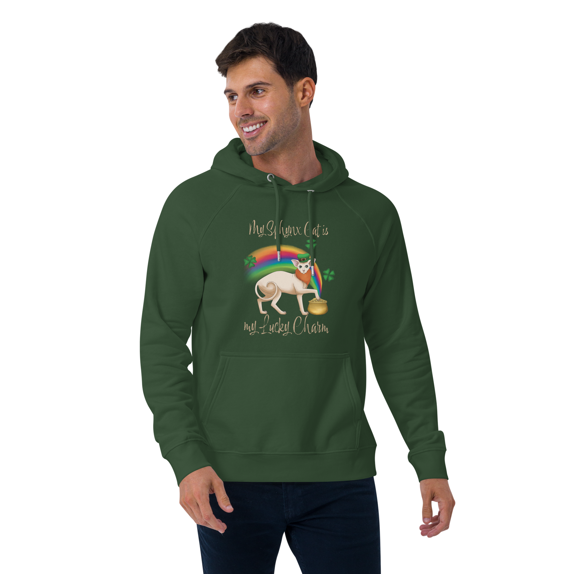 "MY SPHYNX IS MY LUCKY CHARM" UNISEX ECO HOODIE