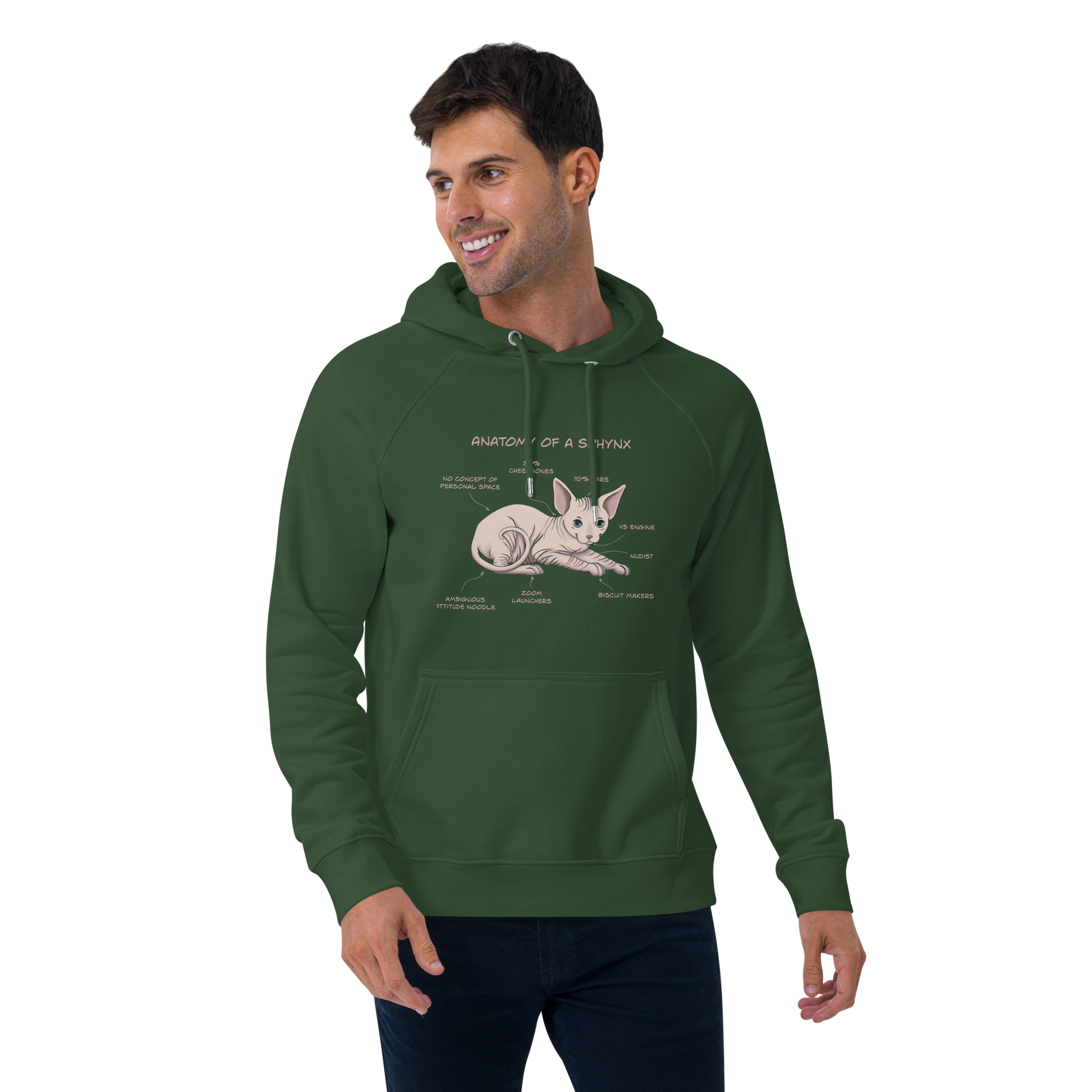 "ANATOMY OF A SPHYNX" UNISEX ECO HOODIE