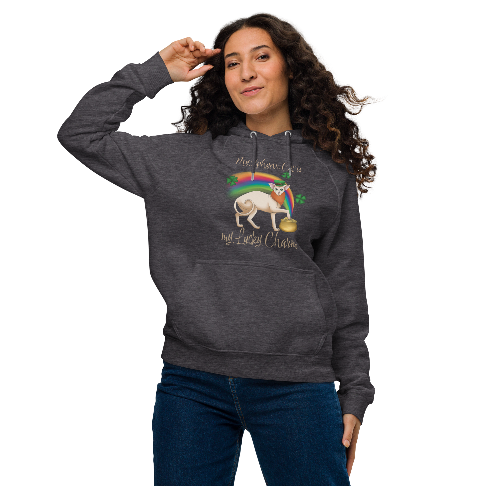 "MY SPHYNX IS MY LUCKY CHARM" WOMEN'S ECO HOODIE