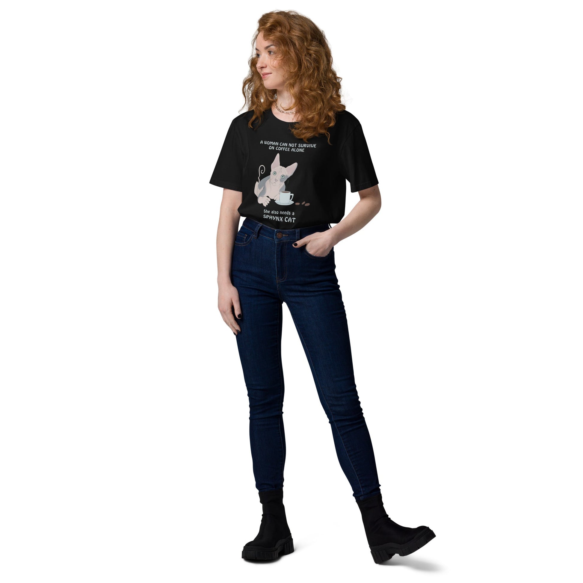 "WOMAN CAN'T SURVIVE ON COFFEE ALONE" WOMAN'S ECO TEE