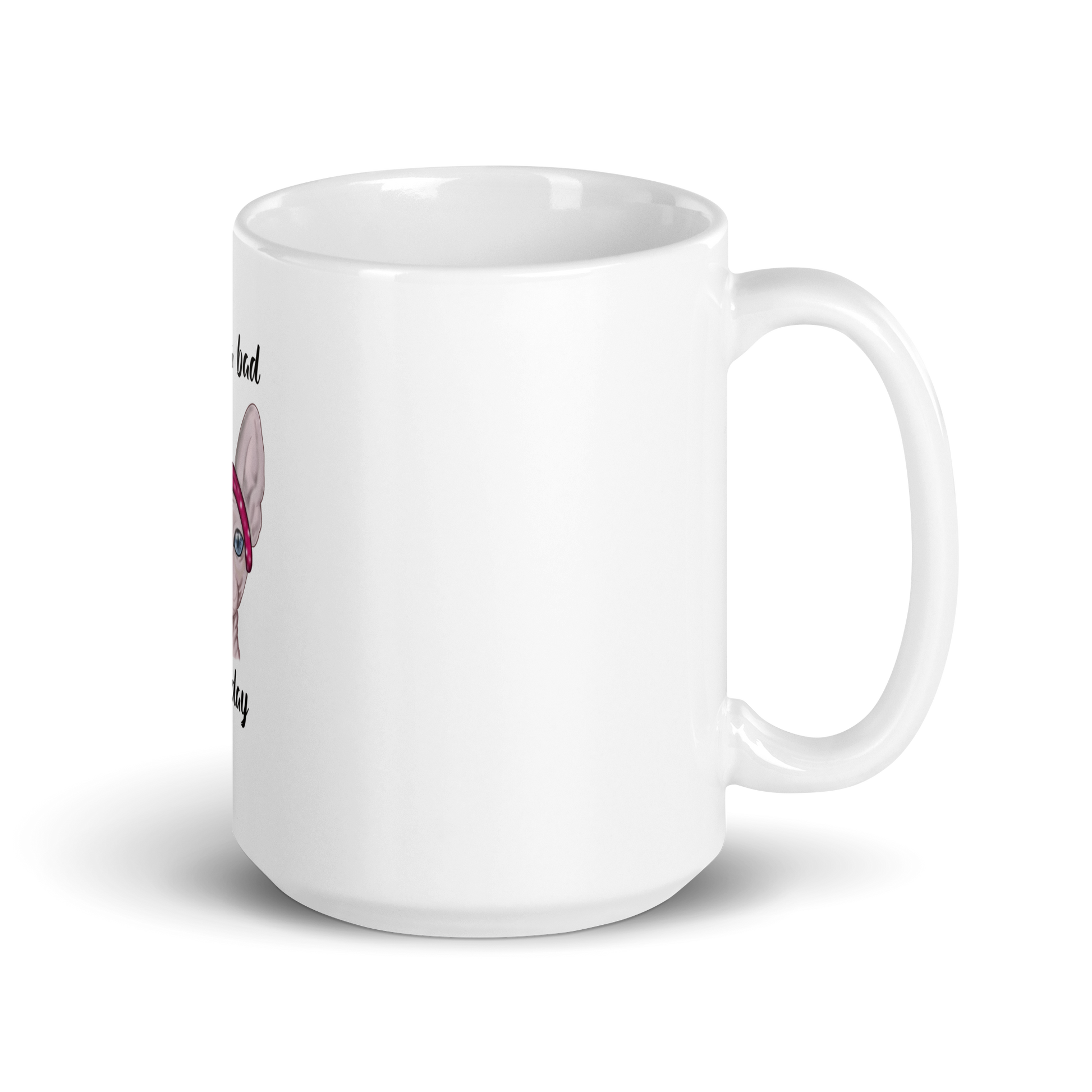 "NEVER A BAD HAIR DAY" SPHYNX COFFEE MUG