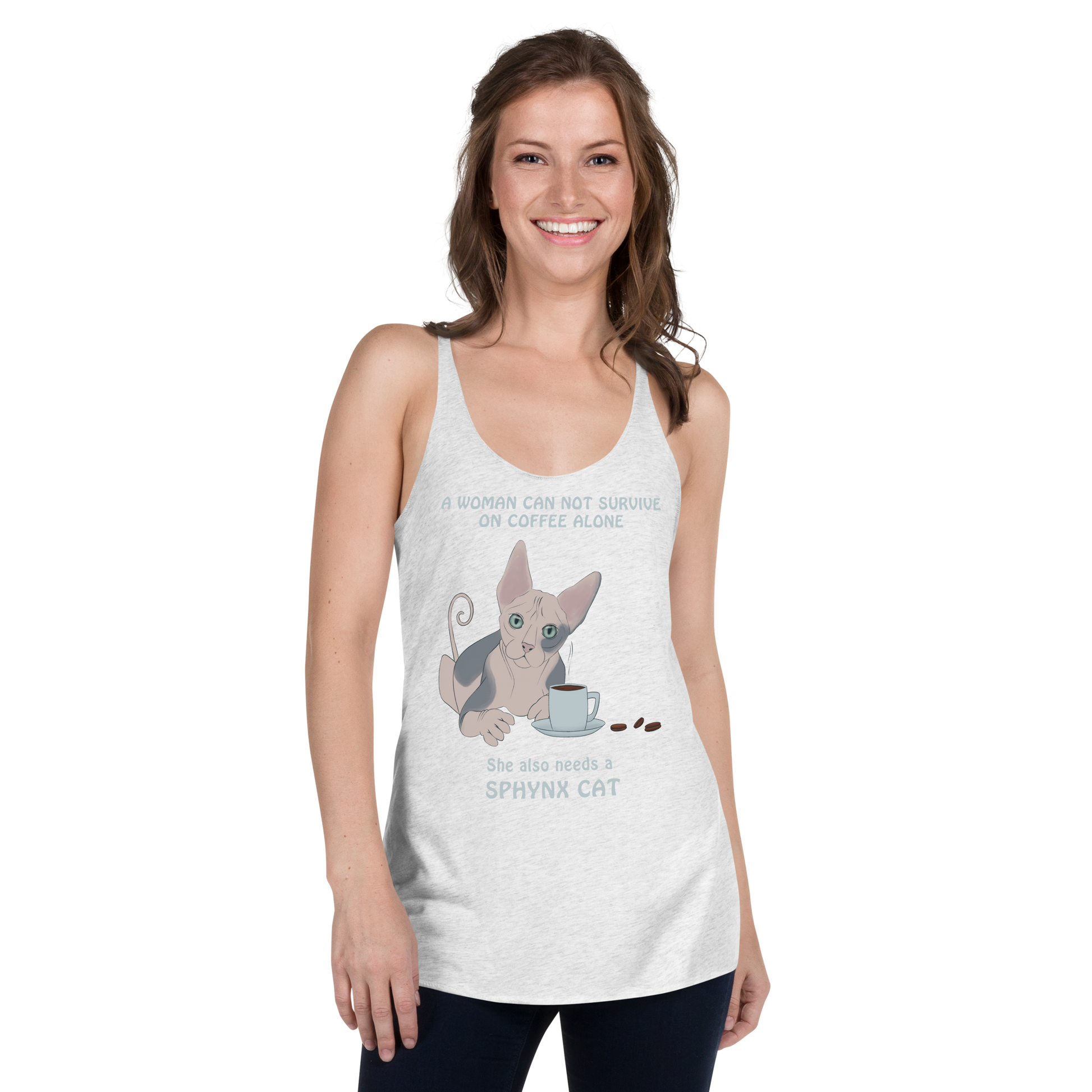 "WOMAN CAN'T SURVIVE ON COFFEE ALONE" TANK